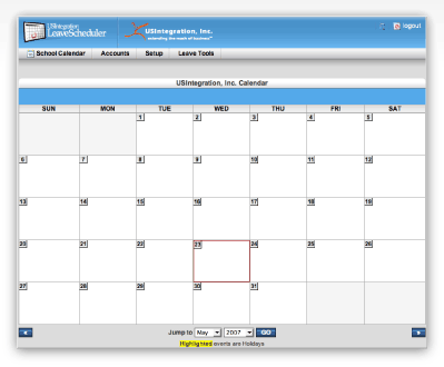 Screenshot of Calendar